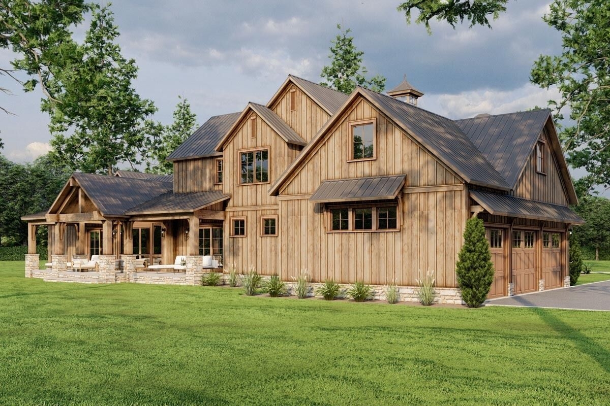 Rustic Country Barn Like House Plan With 4 Beds And A Screened Porch 