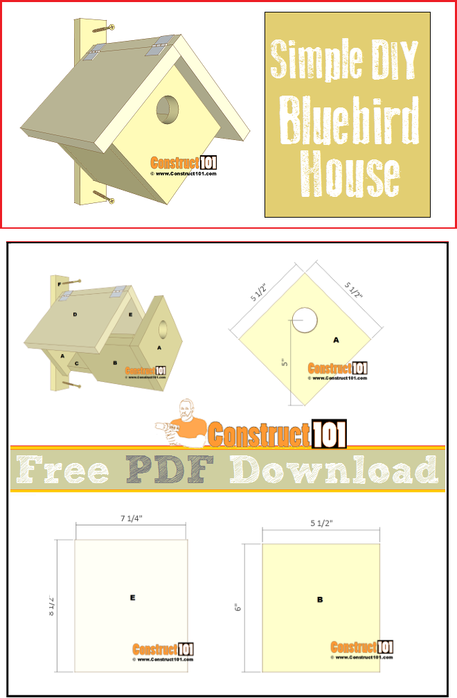 Simple Bluebird House PDF Download Construct101