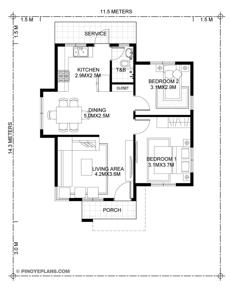 Simple Two Bedroom House Floor Plans Floorplans click