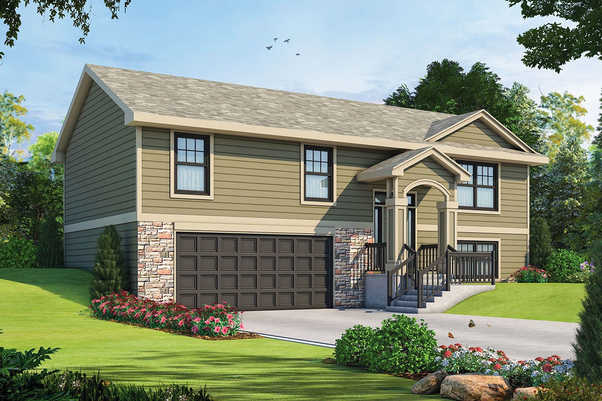 Split Level House Plan With Drive Under Garage 42591DB 