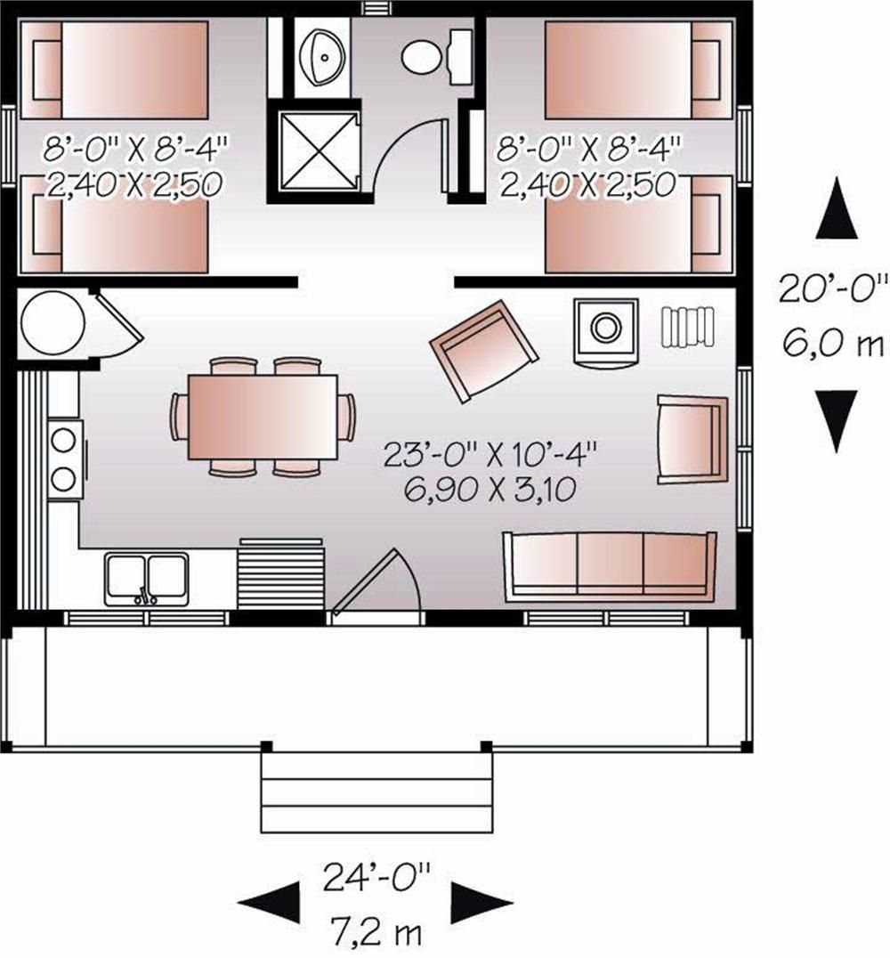 The Floor Plan For A Small Cabin With Loft