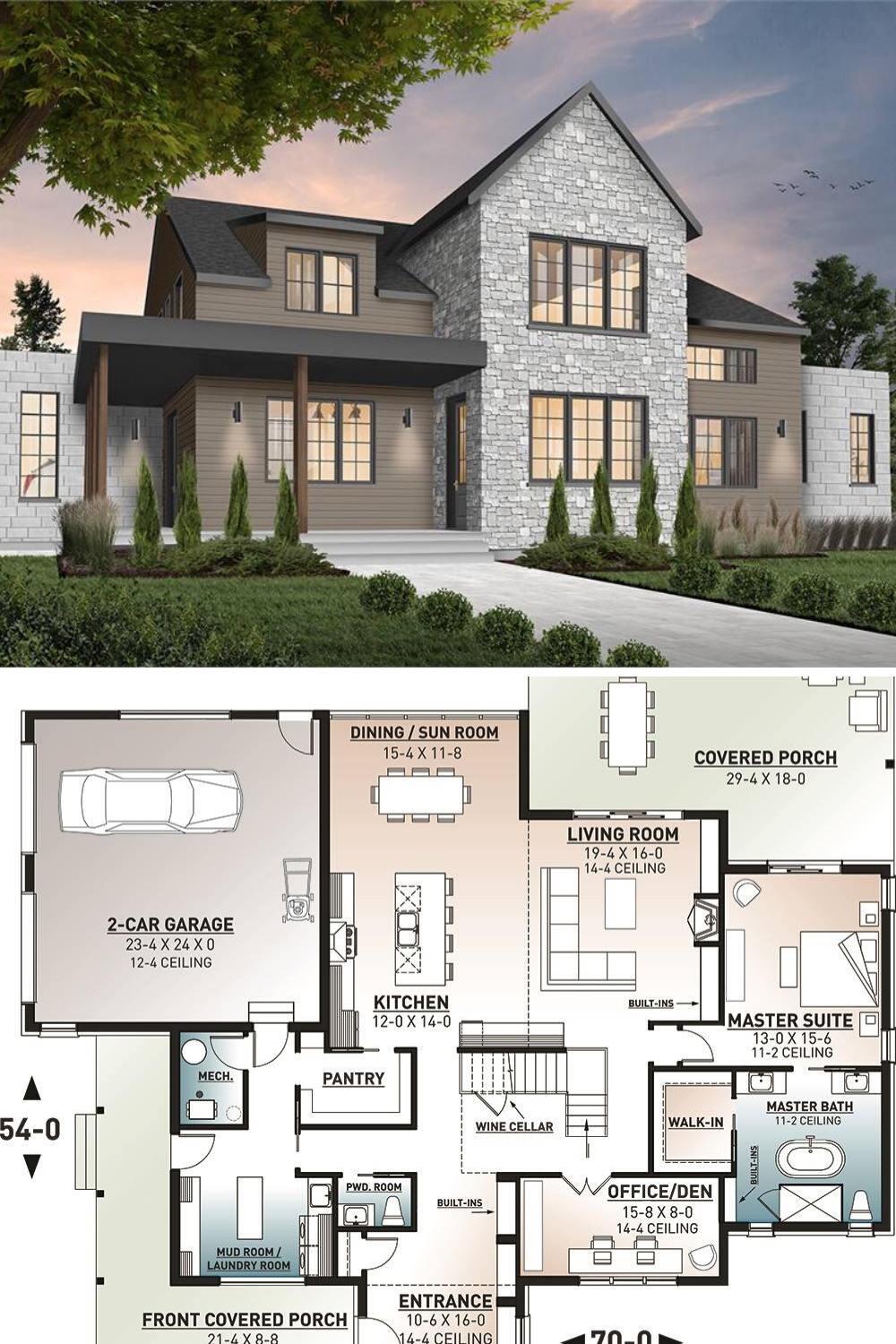 This 4 Bedroom 3 5 Bathroom 2 Story Scandinavian House Plan Comes 