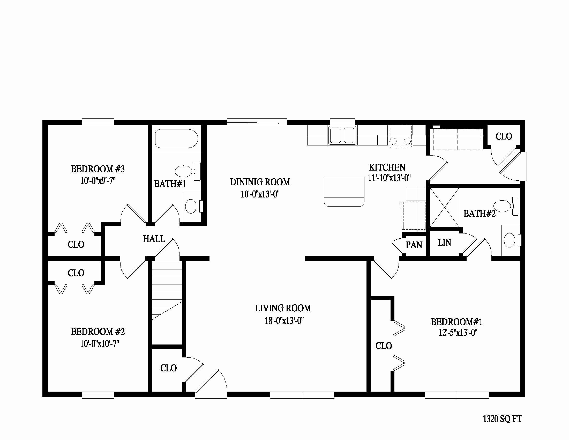 Three Bedroom Ranch House Plans