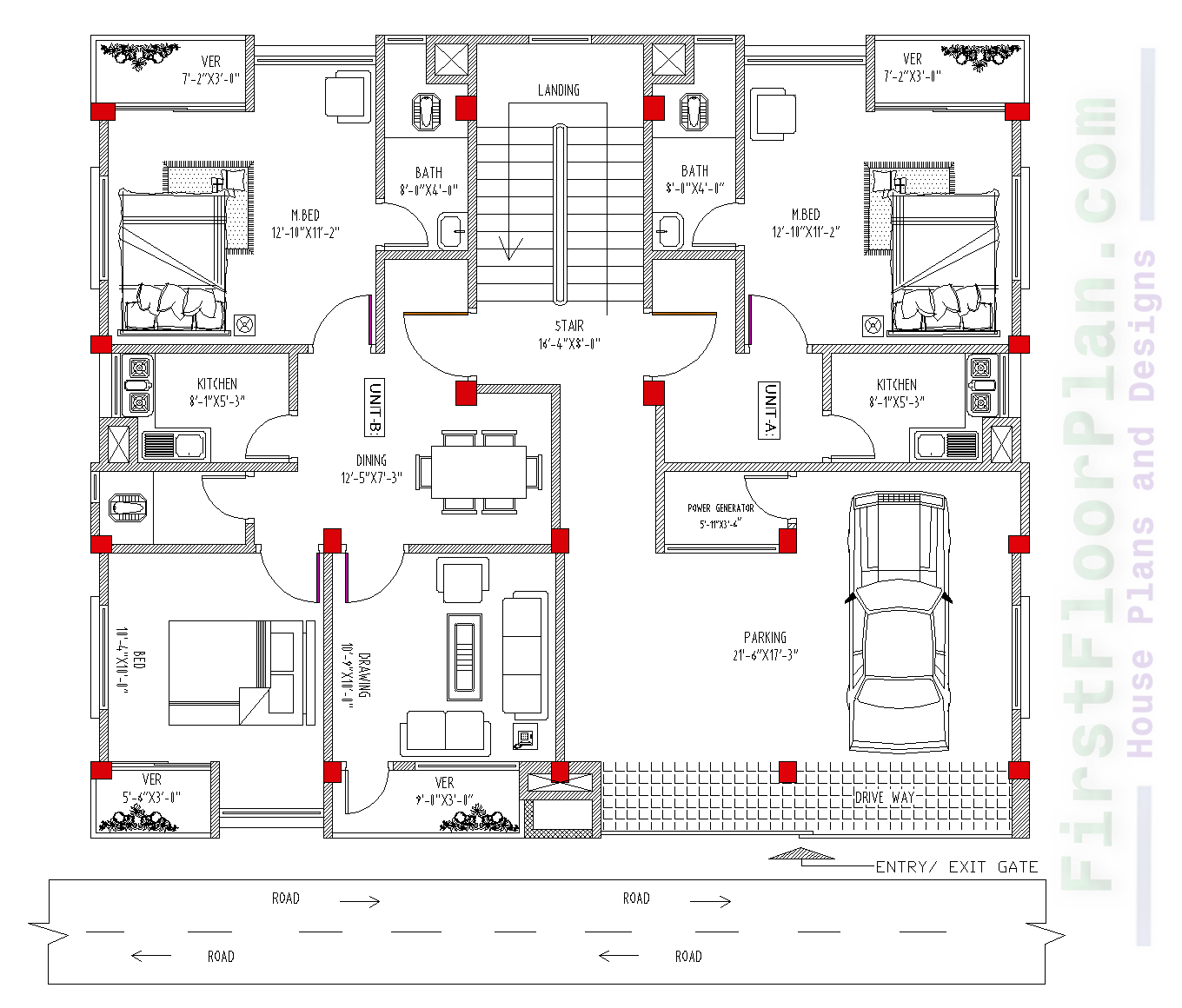 Three Storey Building Floor Plan And Front Elevation First Floor Plan