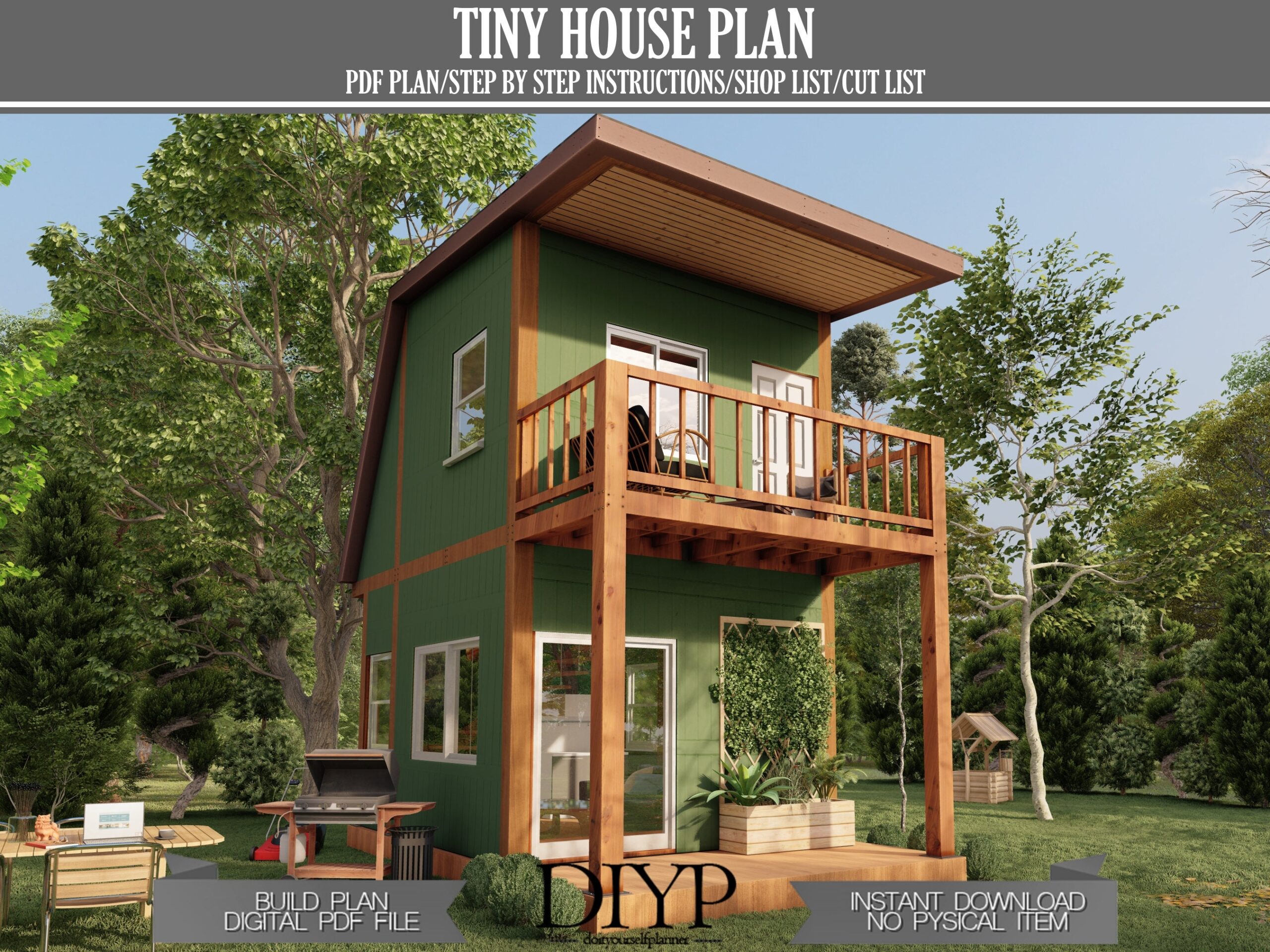 Tiny House Plans 2 Story 1 Bedroom House Architectural Plan Etsy Canada