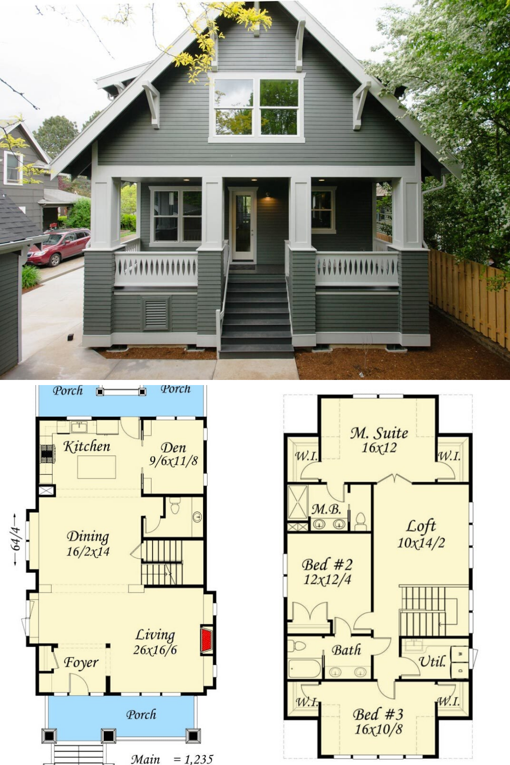 Two Story 4 Bedroom Bungalow Home Floor Plan Cottage Floor Plans 