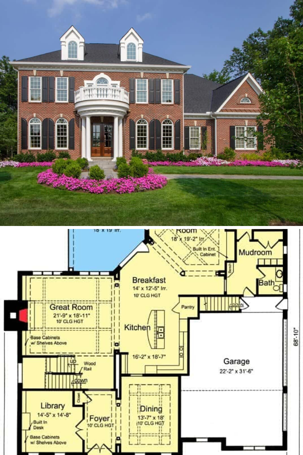 Two Story 4 Bedroom Georgian Home With Rounded Balcony Floor Plan 