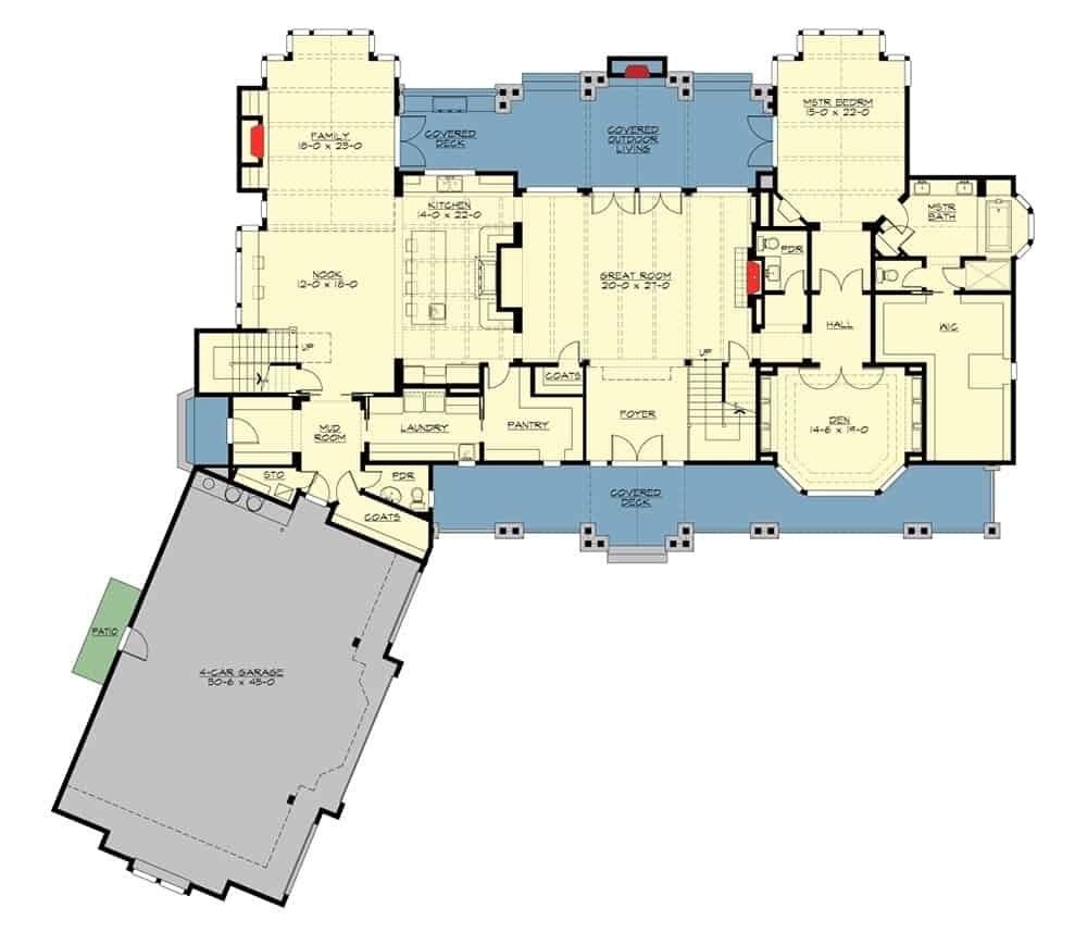 Two story 5 bedroom Traditional Colonial Home floor Plan E09