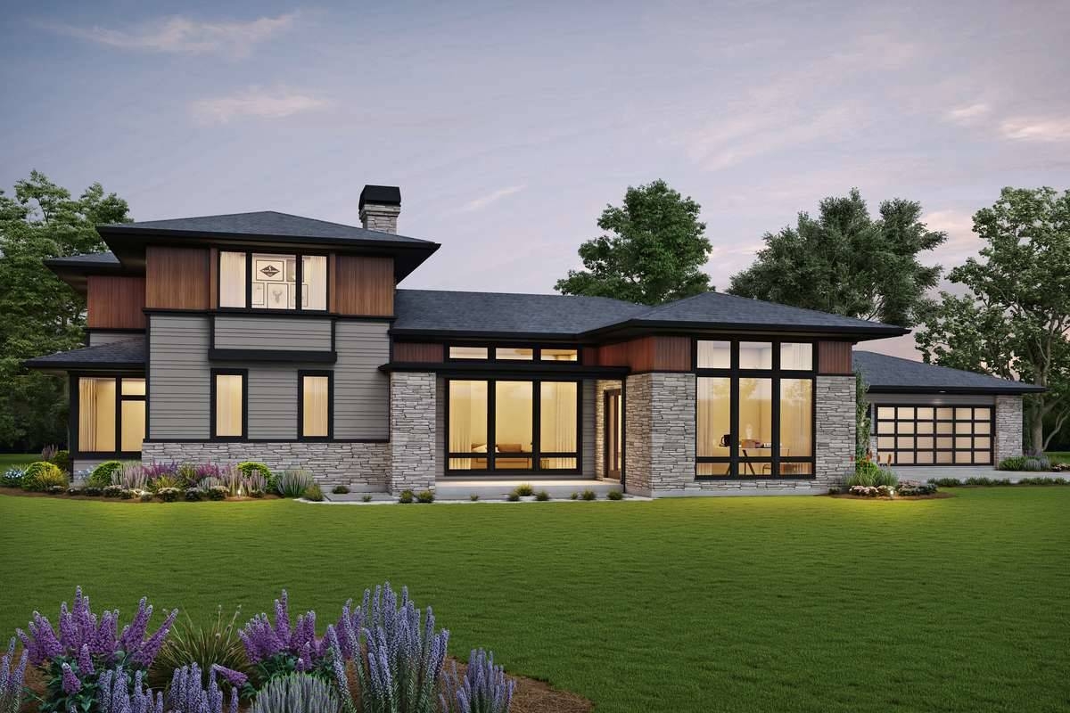 Two Story Contemporary Prairie Style House Plan 5263 Ellis