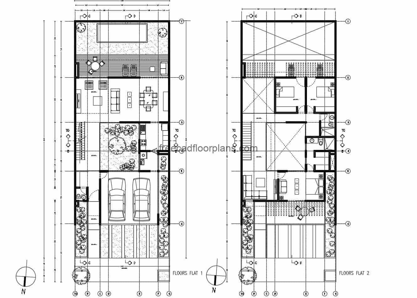 Two Story Rectangular House Autocad Plan 510201 Free Cad Floor Plans