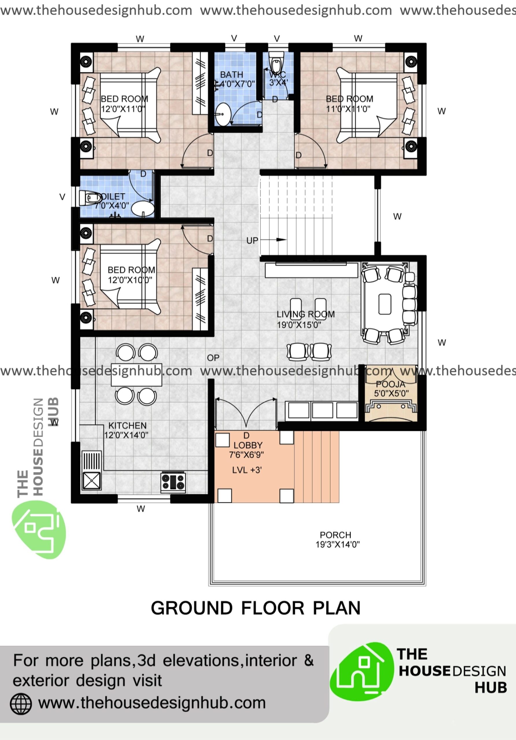 3 BHK House Plan In 1200 Sq Ft Free House Plans Square House Plans