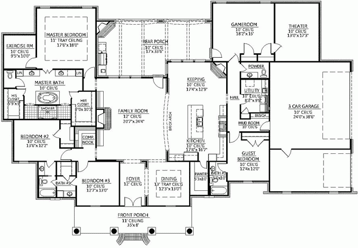 4 Bedroom 3 Bath Floor Plans One Story Floorplans click