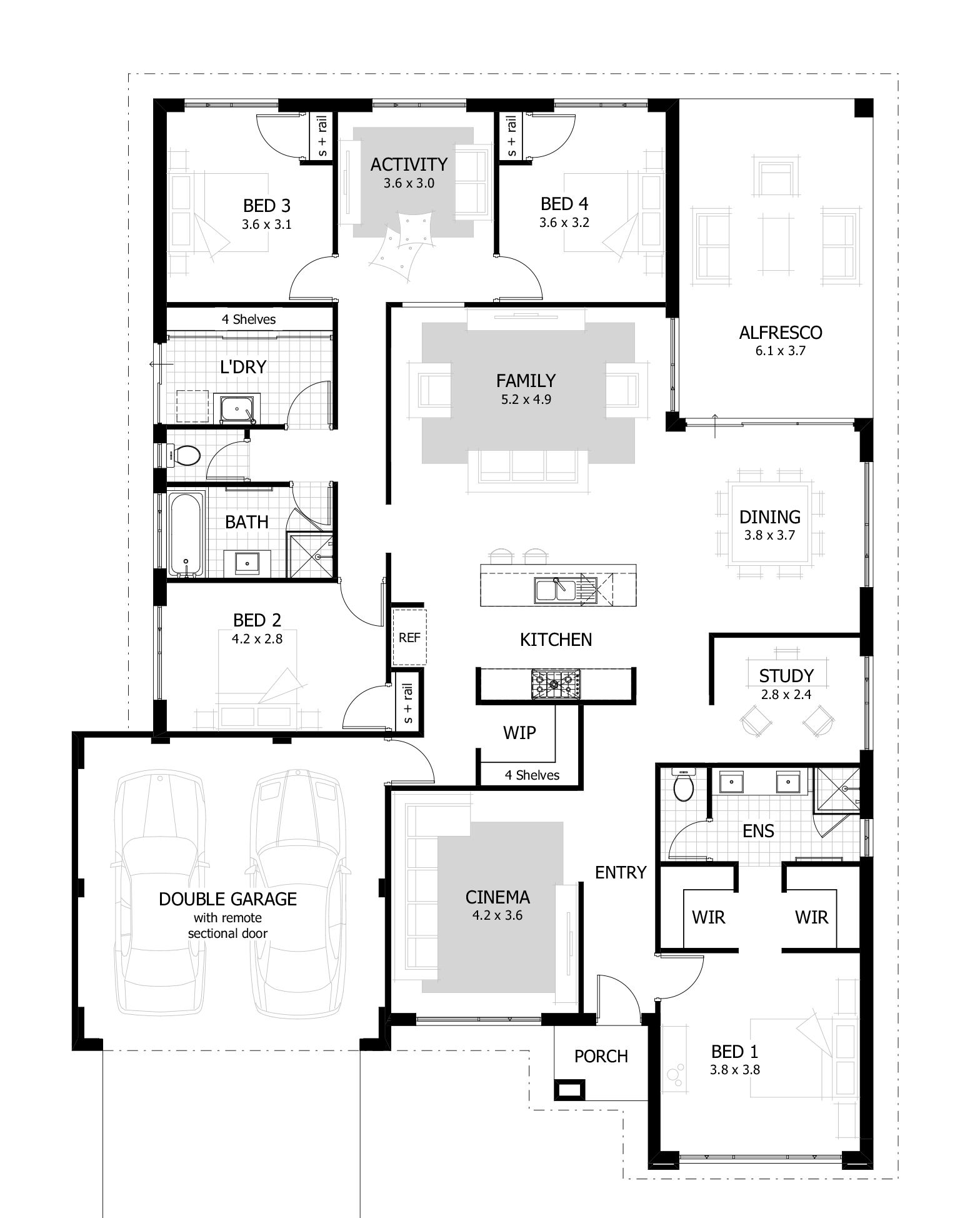 4 Bedroom Bungalow Floor Plan Floorplans click