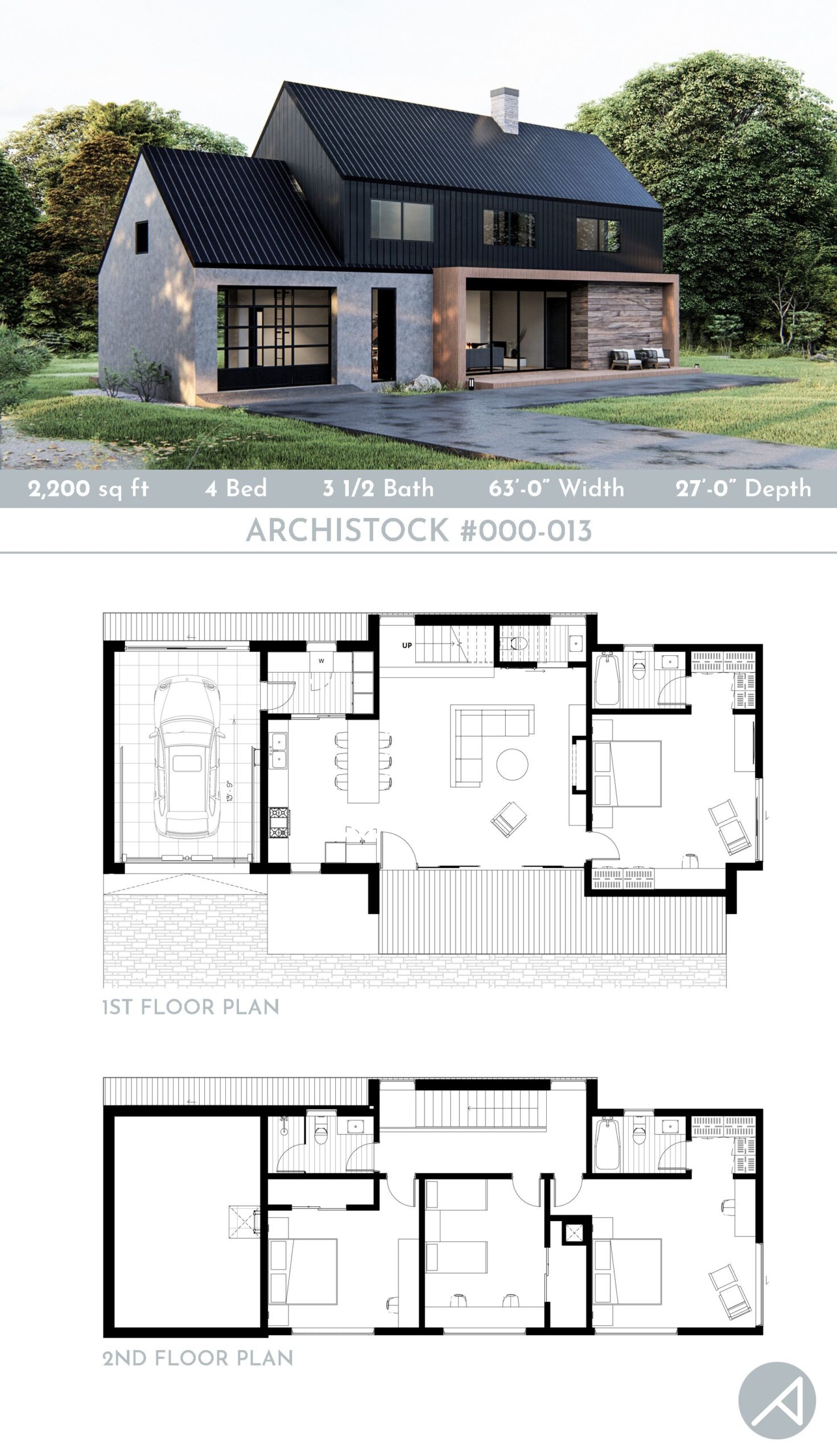 4 Bedroom Modern Barn House Barndominium Plan Artofit