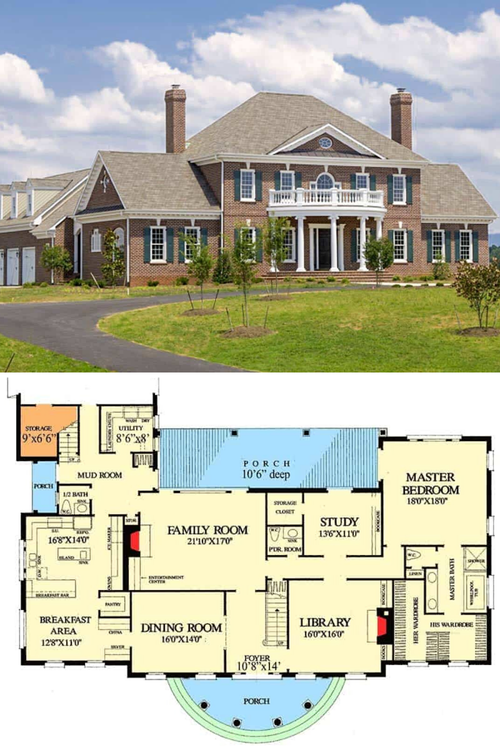 4 Bedroom Two Story Luxury Georgian Home Floor Plan Colonial House 