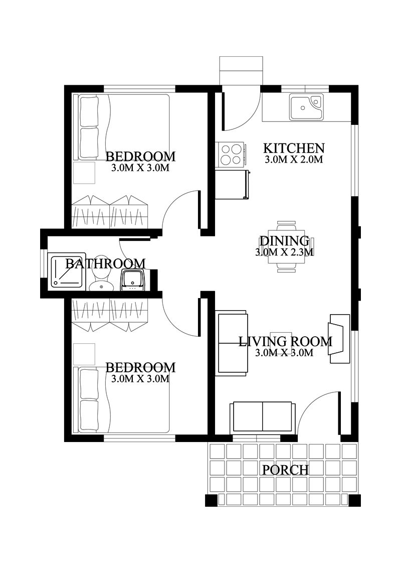 5 Small And Simple 2 Bedroom House Designs With Floor Plans Small 