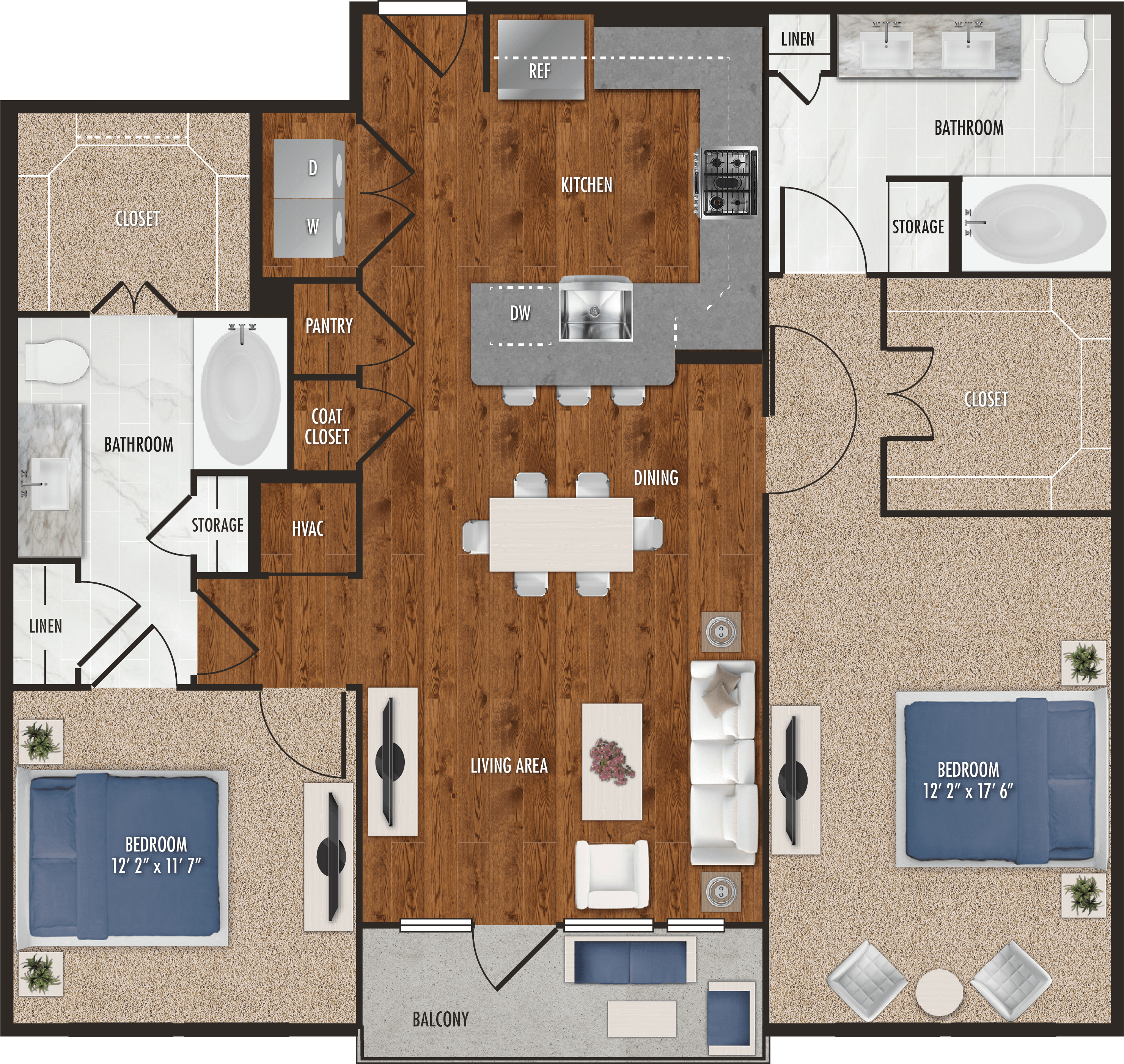 B7 Two Bedroom Floor Plan For Alexan 5151