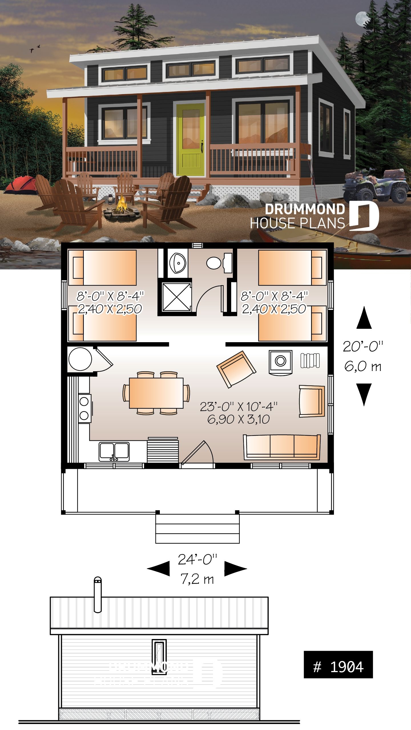 Cabin Plan 2 Bedrooms Cottage House Plans Tiny House Floor Plans