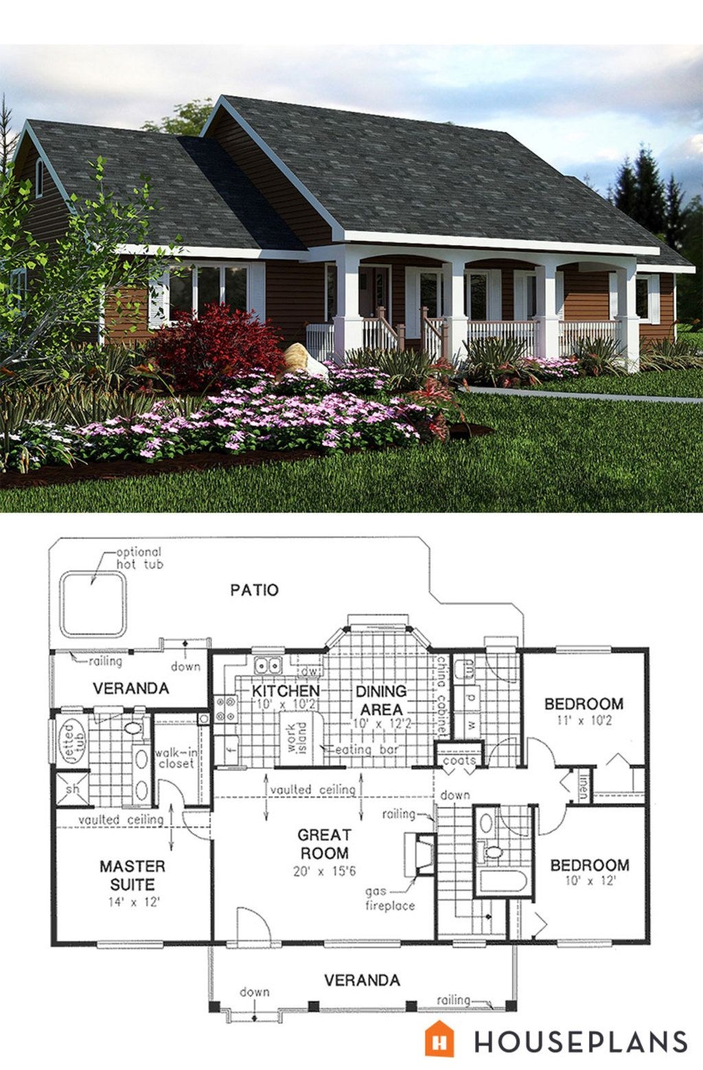 Country Style House Plan 3 Beds 2 Baths 1412 Sq Ft Plan 18 1036