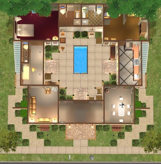 Courtyard House Design Plan Image To U