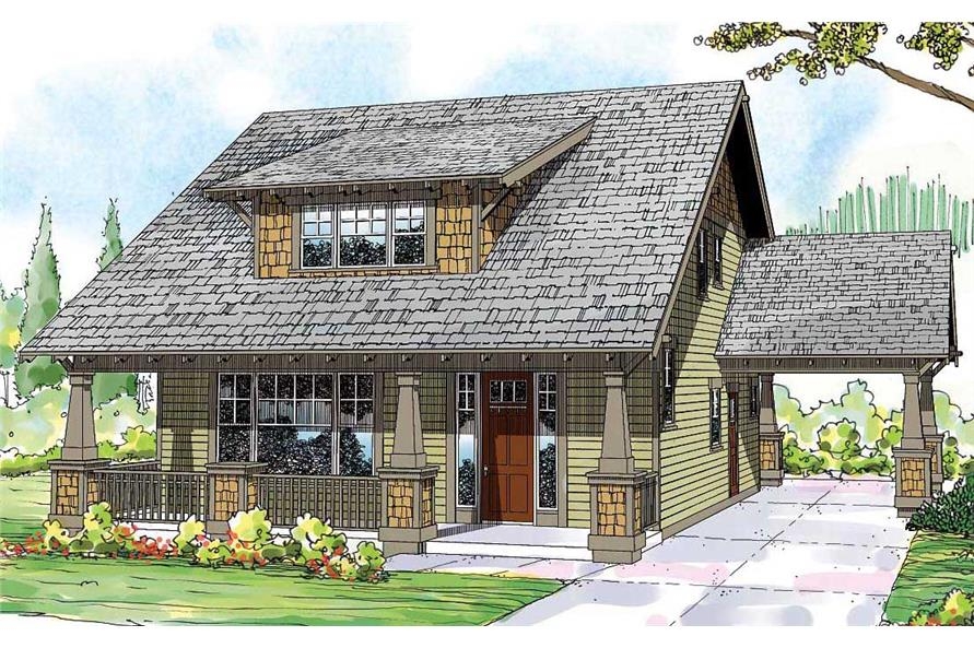 Craftsman Bungalow House Plan Porte Cochere 3 Bed 3 Bath