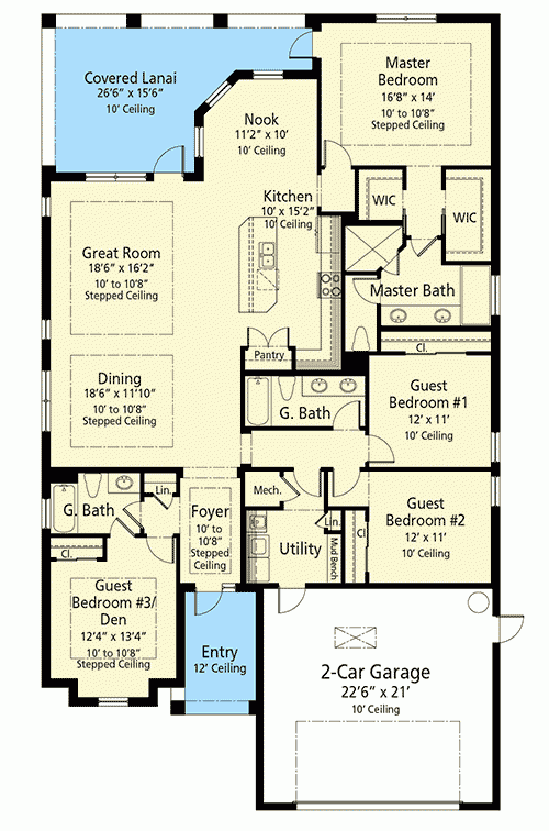 Energy Efficient One Story House Plan With 3 Or 4 Bedrooms 33173ZR