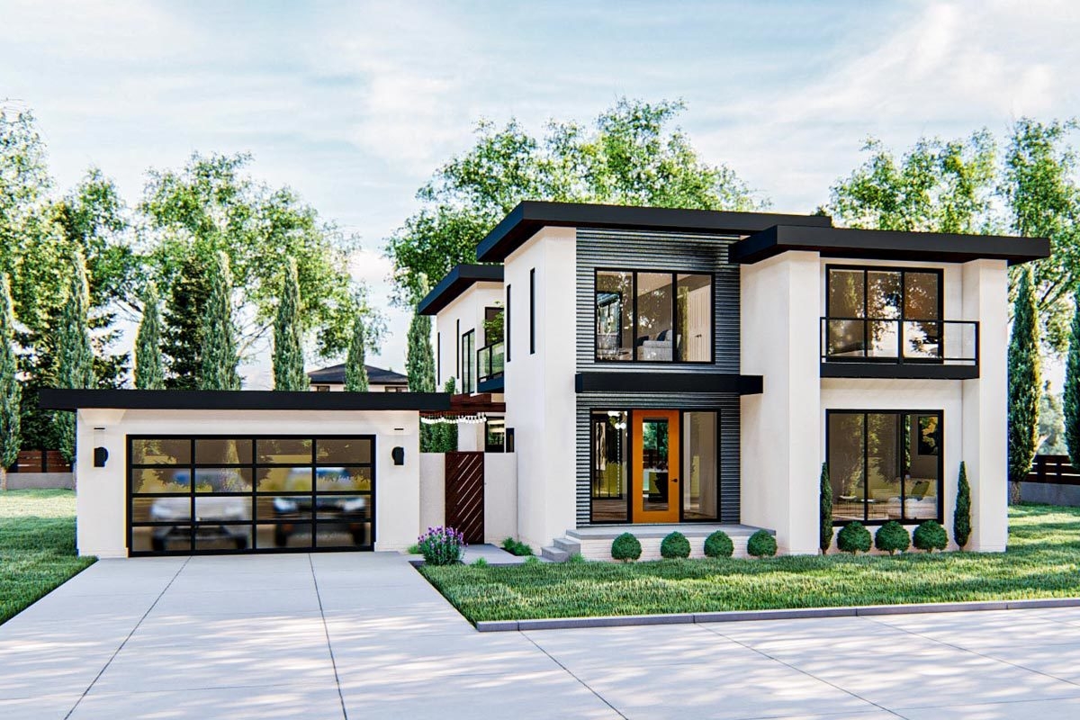 Gorgeous Modern style 2 story Home Plan With Upstairs Family Room