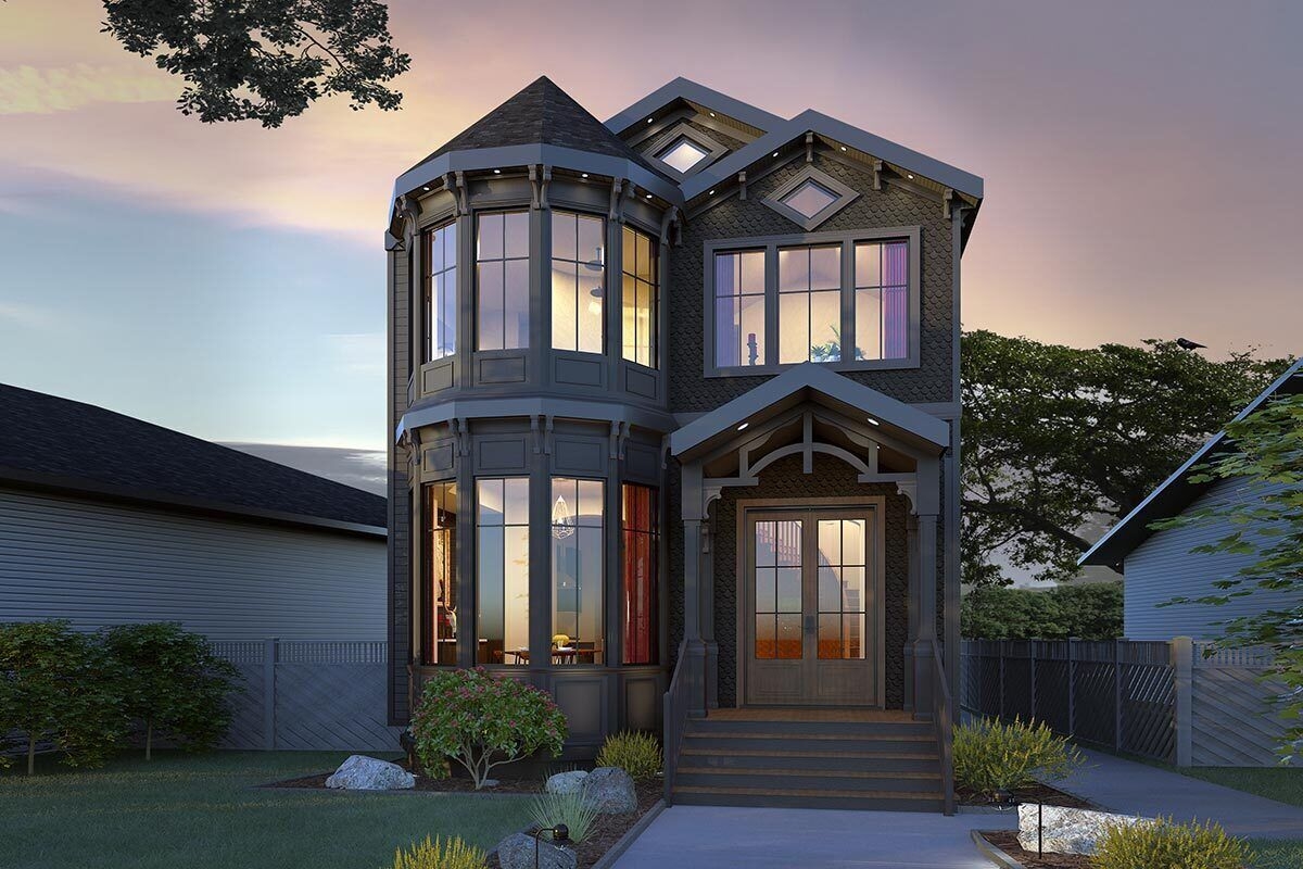 Gothic Victorian Home Plan With Optional Lower level Apartment