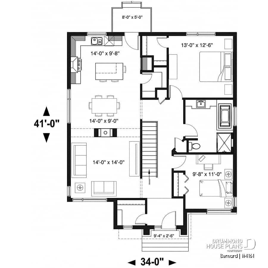 House Plan 2 Bedrooms 1 Bathrooms 4161 Drummond House Plans