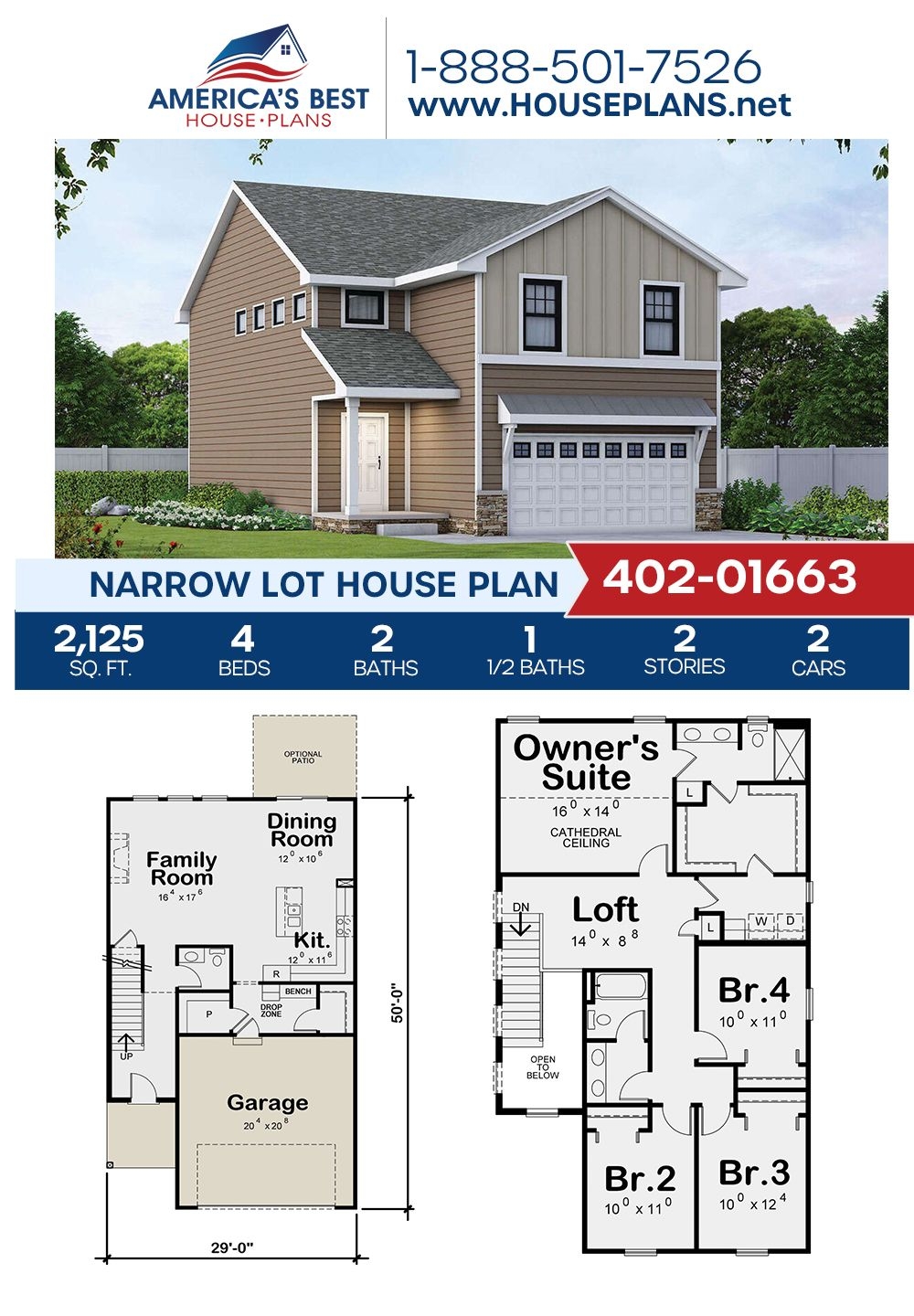 House Plan 402 01663 Traditional Plan 2 125 Square Feet 4 Bedrooms 