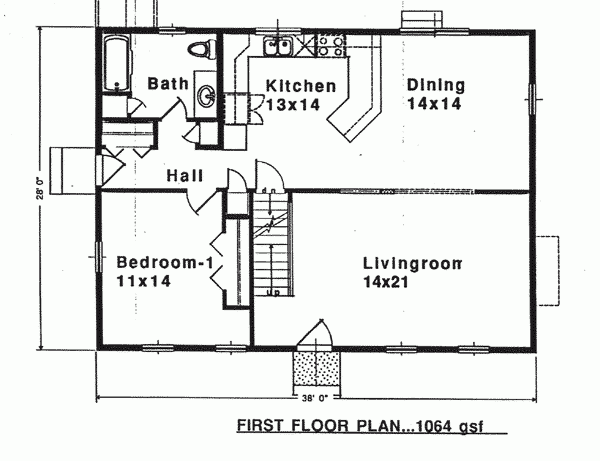 House Plan 94007 Saltbox Style With 1900 Sq Ft 4 Bed 2 Bath
