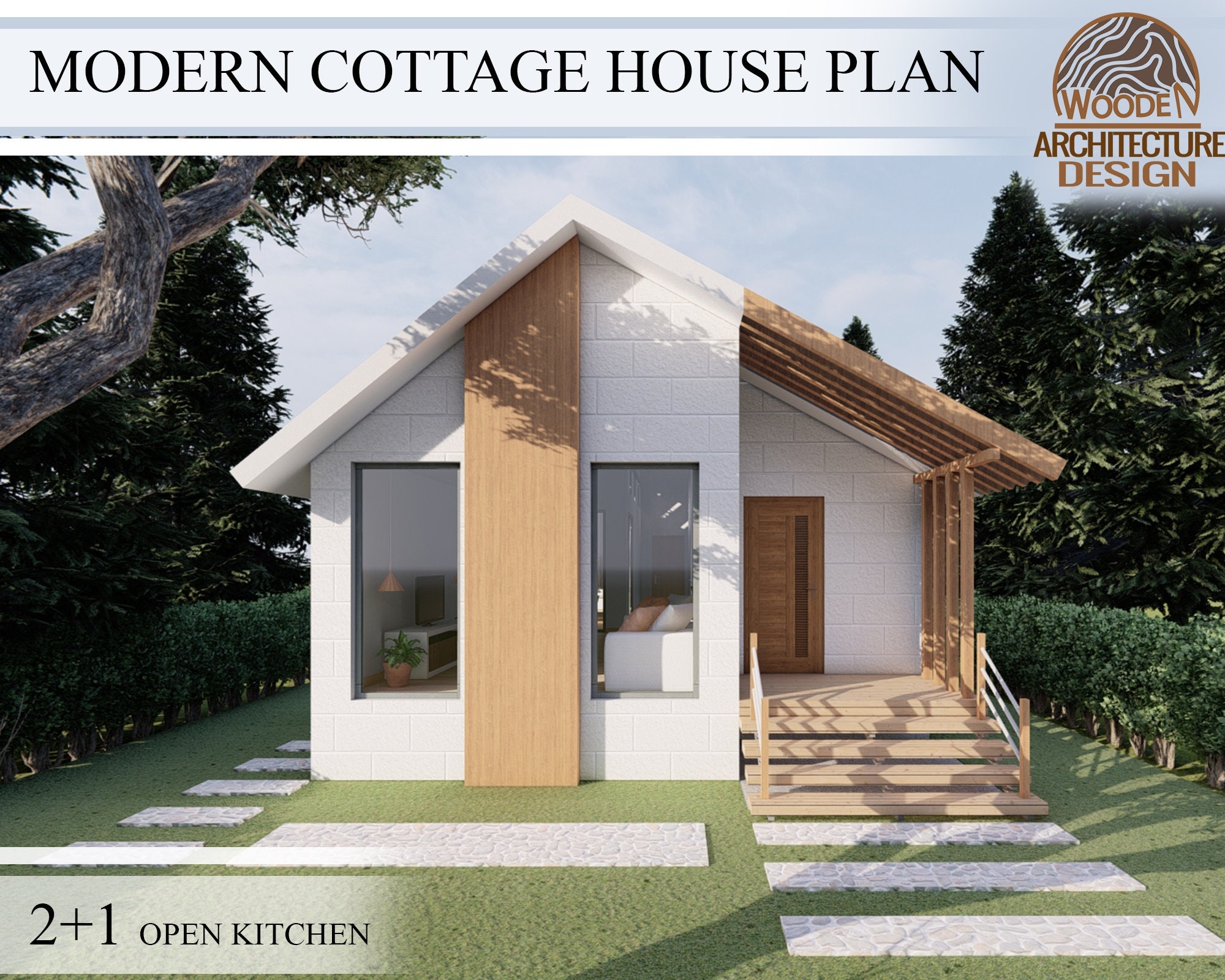 Modern Cottage House Plan2 Bedroom 1 Bathroom House Plan Etsy