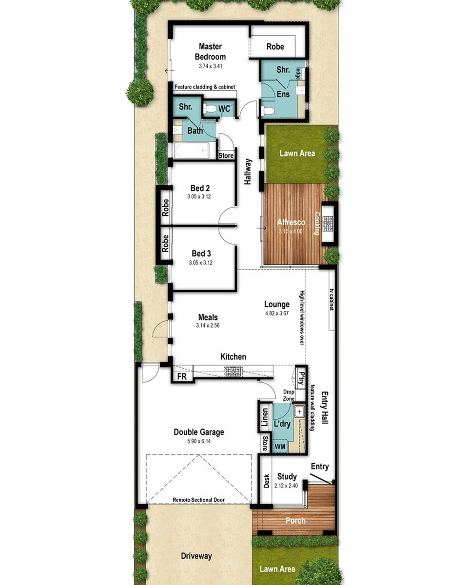 Narrow Lot Floor Plan For 10m Wide Blocks Boyd Design Perth