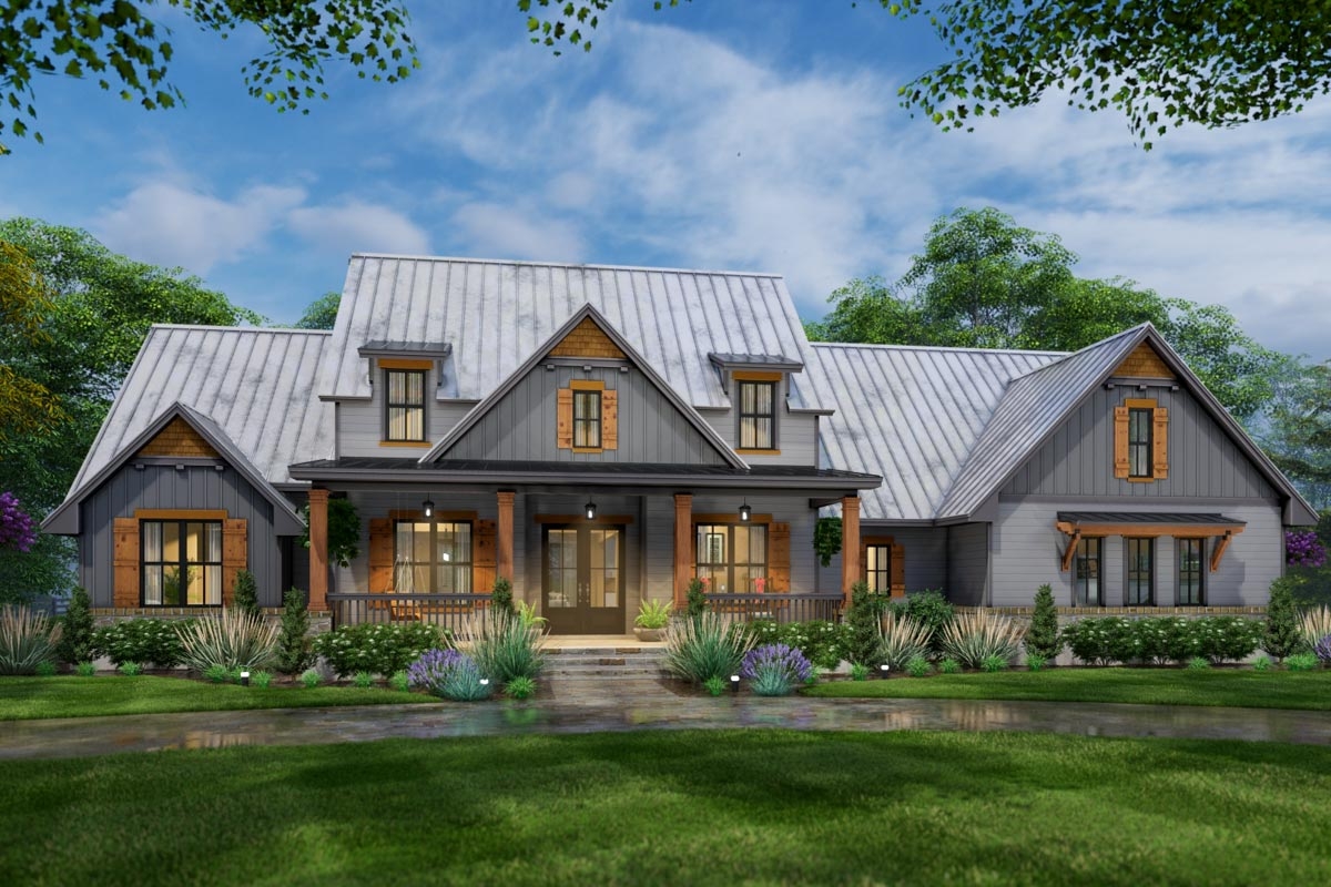 One Story Country Craftsman Home Plan With Loft And Optionally Finished 