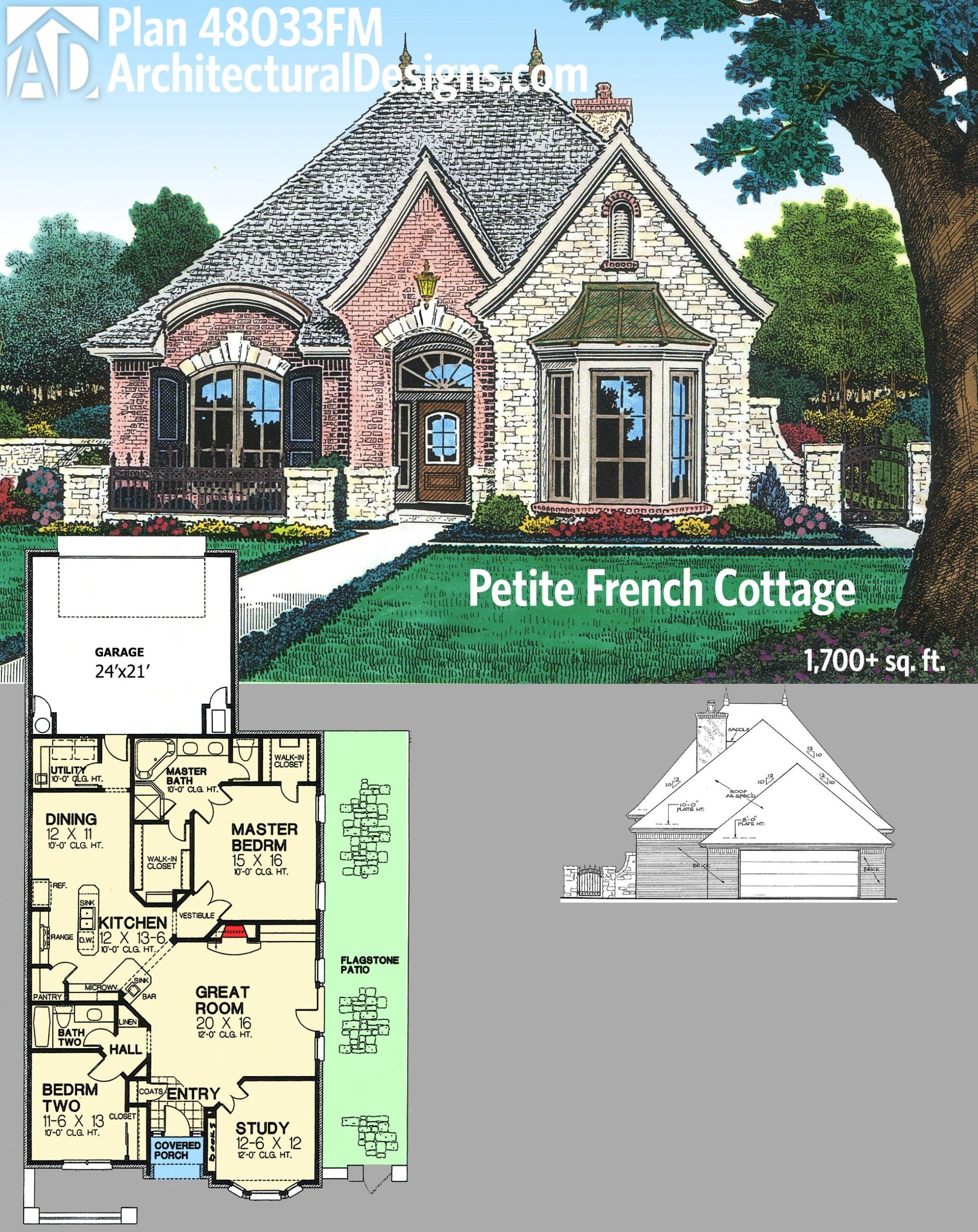 Plan 48033FM Petite French Country Cottage House Plan 1759 Sq Ft