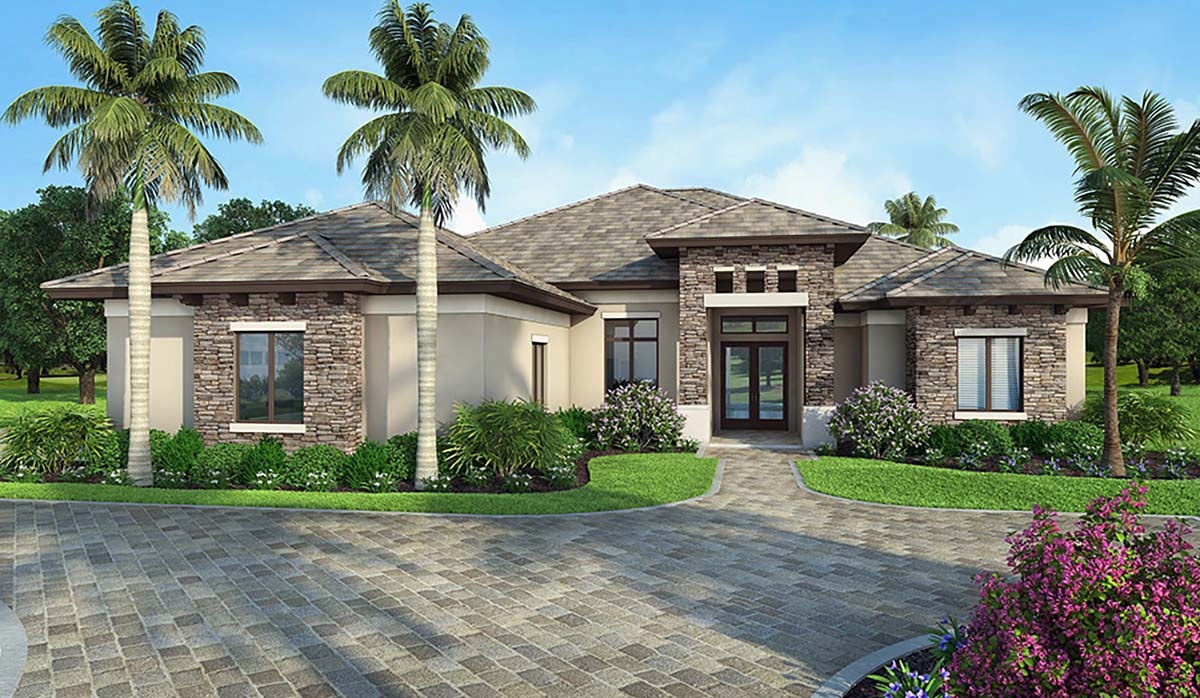 Plan 52934 Stucco And Stone Florida Style Home Plans